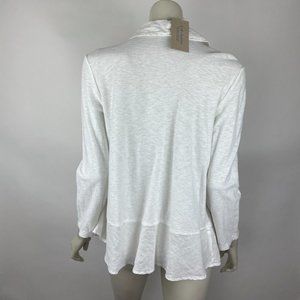 Cut Loose Cotton Linen Open Front Cardigan Women L NWT Collared LongSleeve Ivory